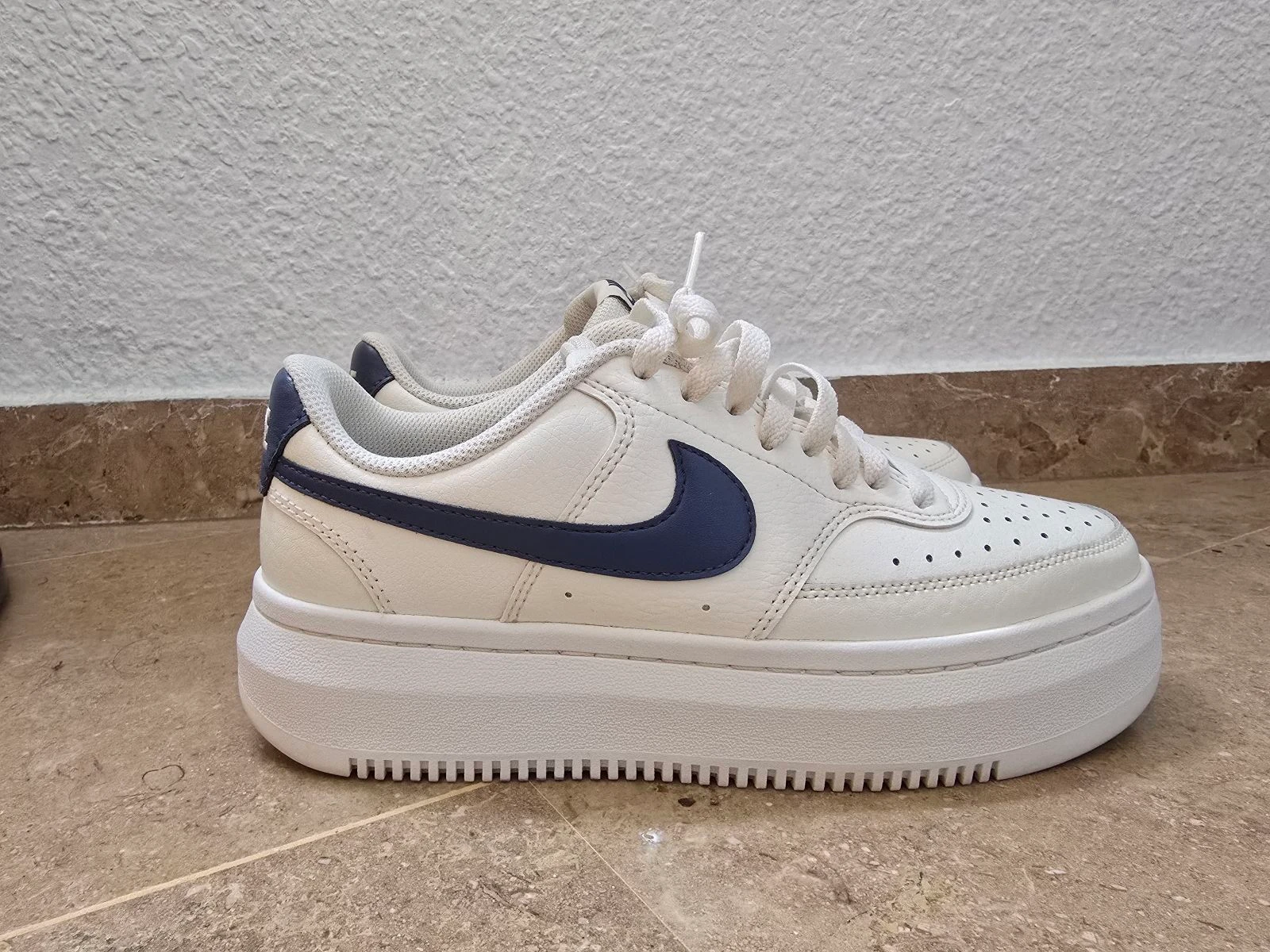 Nike Court Vision Alta Platform Sneakers White Blue Leather EU 40